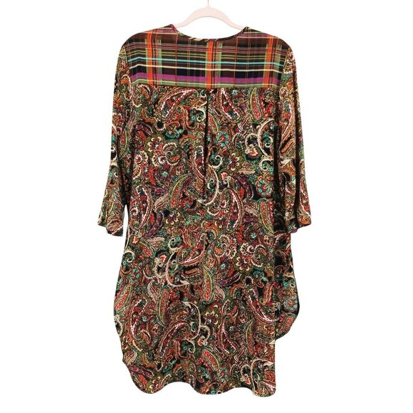 Fig and Flower Paisley Plaid Tunic Size Large Bohemian Boho - Picture 3 of 15